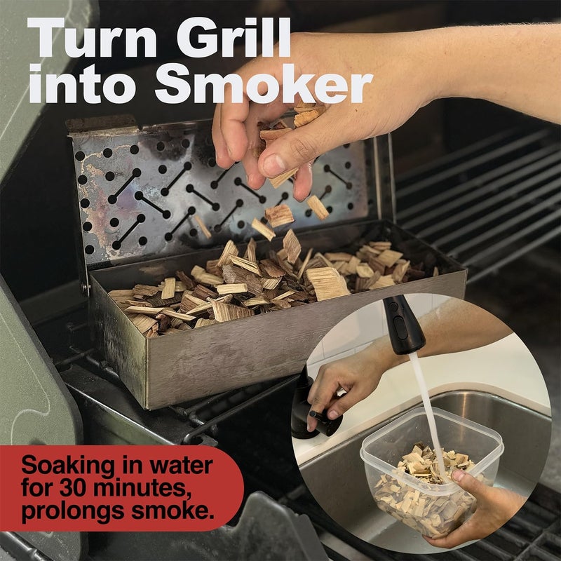 Shop Square BBQ Pecan Wood Chips for Smoker (4-Pack) 3 lb Total, 100% All-Natural Smoker Wood Chips for Electric Smoker, Charcoal & Gas Grills, and Campfires – Made in USA - Image 3